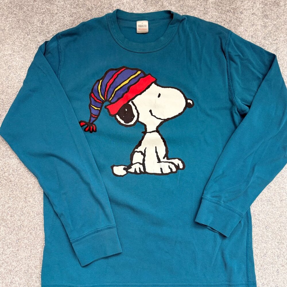 Hanna Andersson Peanuts Snoopy womens M Teal blue‎ graphic pajama top
